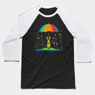 Rabbit Rainy Day With Umbrella Baseball T-Shirt